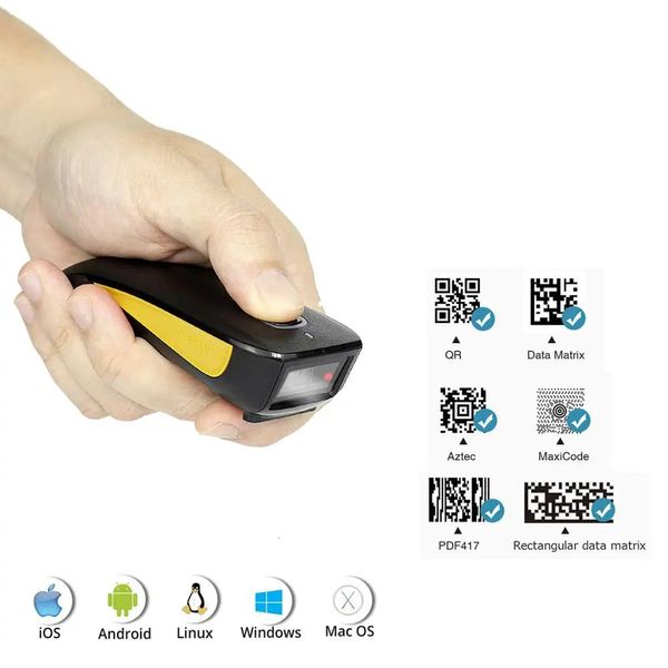 NETUM Bluetooth 2D-Barcode-Scanner, 3-in-1, kleiner tragbarer QR-Barcode-Leser, automatischer kabelloser Pistolen-Scan, hinterer Clip für Lager 240229