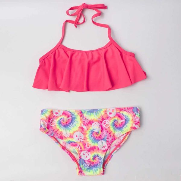 Swim wear meninas duas peças de banho biquíni impressão 5-12 anos meninas conjunto de biquíni banho crianças roupa de banho menina esportes aquáticos 240311