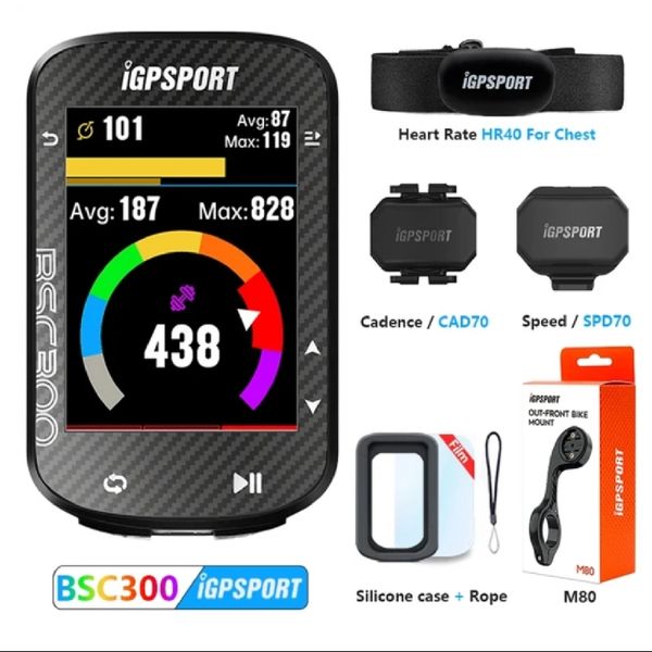 iGPSPORT BSC300 Computer da bici Ciclismo Tachimetro wireless ANT+ Sensore di velocità cadenza Navigazione mappa Computer da ciclismo GPS