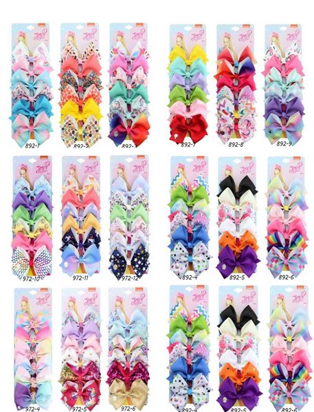 Fashions Ins INS KIDE SAÇ Aksesuarları 5 inç 6pcs çok set denizkızı barrettes 26 stil jojo siwa prenses kurdele çubukları