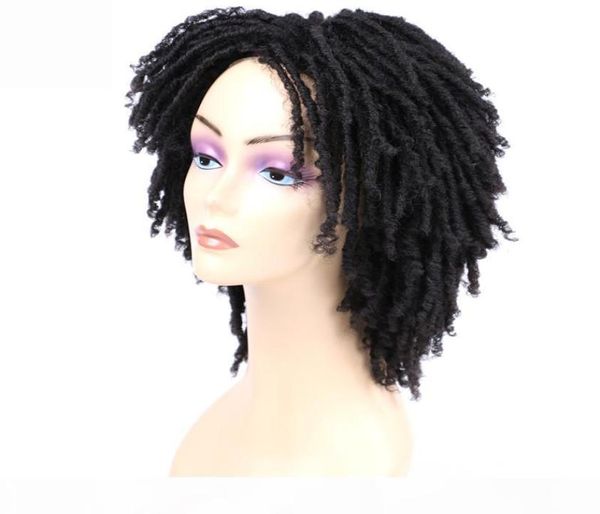 Peruca de cabelo dreadlock sintético 140g pc para mulheres negras 6 polegadas ombre borgonha cor marrom curto encaracolado faux locs tranças perucas 8522405