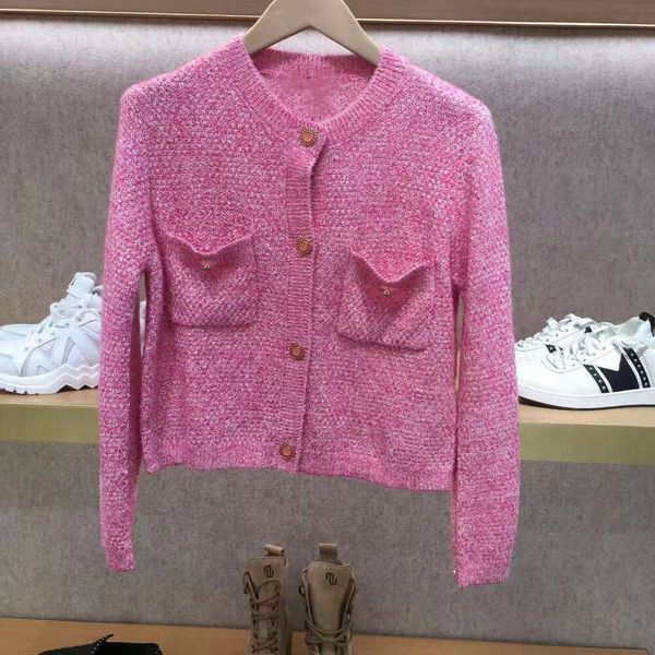 Cappotto lavorato a maglia con cardigan girocollo rosa francese dinamico primavera/estate 2022 di Fadan M