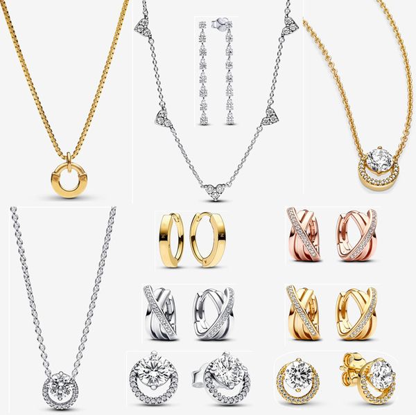 Дизайнерские украшения, ожерелье-кулон, DIY подходит для Pandoras Signature I-D, комплект ожерелья и серег для женщин, подарок, серьги-подвески, модный роскошный подарок с коробкой