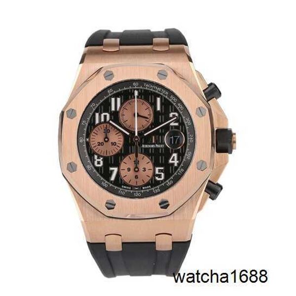 Designer-Kristall-AP-Uhr Epic Royal Oak Offshore-Serie 26470OR, Roségold, Schwarz, X-Panda-Platte, Krokodilgürtel, männliche Zeitmessung, modische Freizeit-Sportuhren