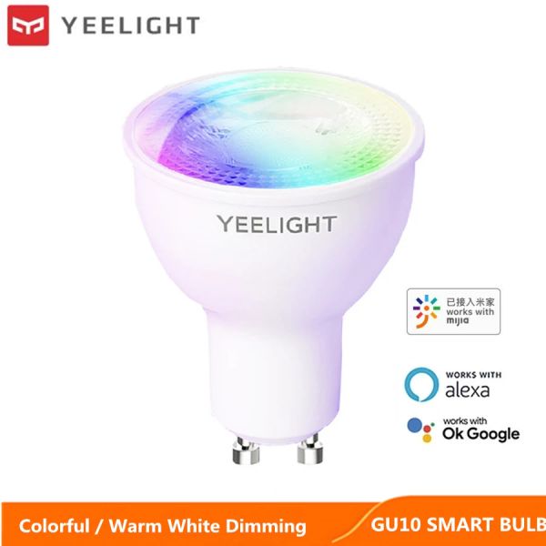 Kontrol yeelight gu10 akıllı LED ampul lambası renkli / beyaz karartma ışık wifi ses kontrolü xiami uygulama mi ev google asistanı Alexa