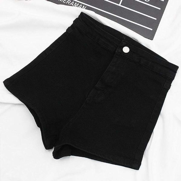 Schwarze Denim-Shorts für Damen, eng anliegend und hoch tailliert, 2023 Sommer, neue koreanische Version, vielseitige A-Linie, elastisch, Slim-Fit, Hotpants-Marke