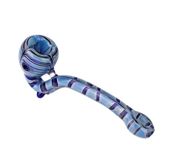 Pipa in vetro Sherlock, pipa a cucchiaio, tubo per tabacco affumicato, colore blu, unico286B6079516