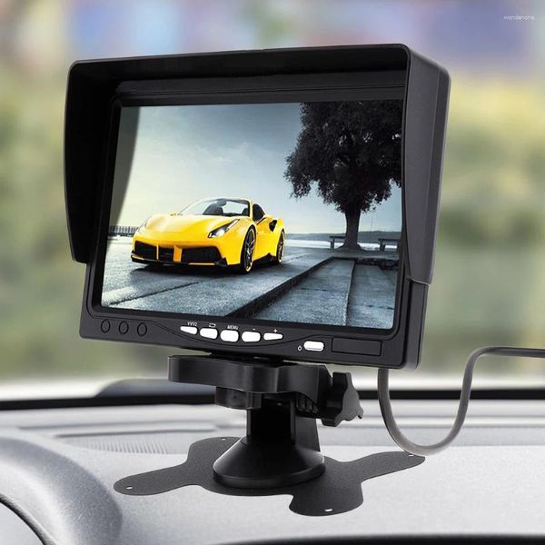 Monitor de câmera de visão traseira de carro em polegadas 12V / 24V HD LCD Backup girando vídeo reverso com guarda-sol
