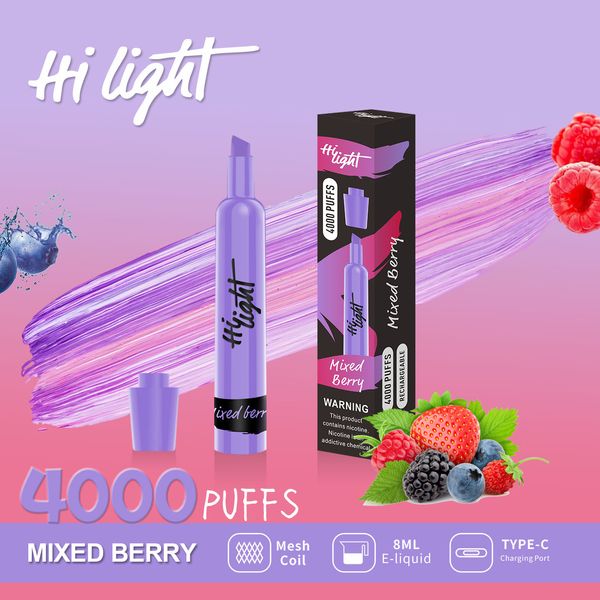 ODM/OEM Hi Light 4k Puffs Одноразовая ручка для вейпа 4000 Pufs Электронная сигарета Испаритель Pod VS High Light RANDM ELF Bar Iplay Vape Puff