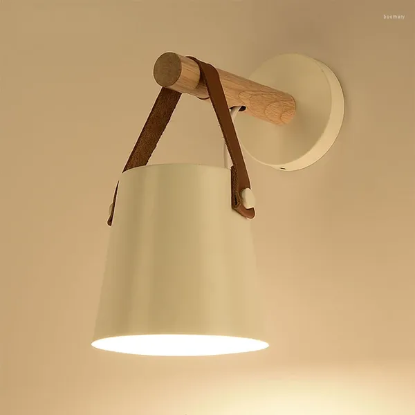 Lampada da parete Delicated Lamps Moderna 5W LED Comodino Designer Soggiorno Nordic Belt Luci in legno E27 110-240V Bianco Nero