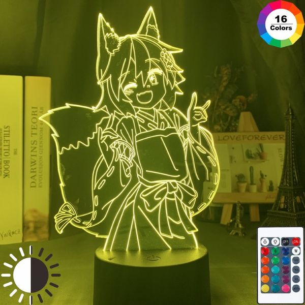 Lampada 3d L'Utile Volpe Senko San Figura Nightlight Cambiamento di colore Usb Batteria Luce notturna per ragazze Arredamento camera da letto Luce Holo C100215k