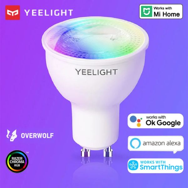 Kontrol Yeelight Gu10 Spotlight Akıllı LED ampul W1 RGB Dimmable WiFi 220V Uygulama Google Asistan Alexa Xiaomi Mi Home için Ses Kontrolü