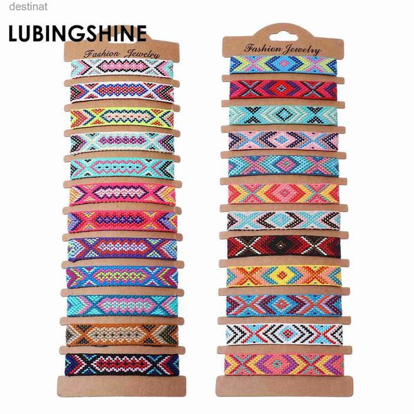 Perline Boho 12 pezzi / set multicolore ricamo stringa intrecciata a mano braccialetto di amicizia donne all'ingrosso nuova moda gioielli fatti a mano PresentL24213