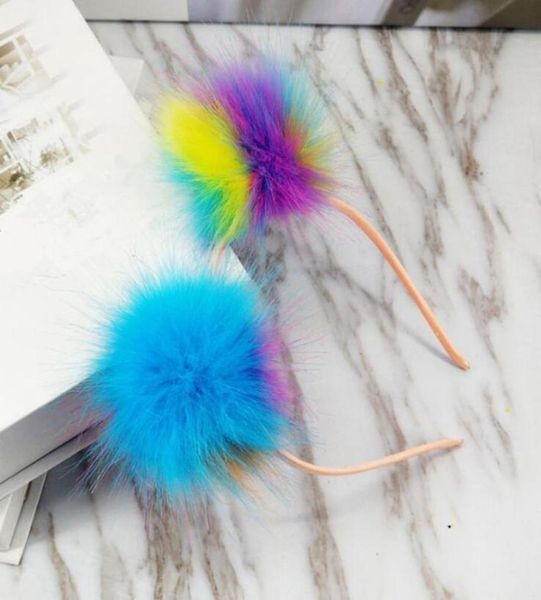 Buntes Pompon-Ball-Stirnband für Erwachsene und Kinder, flauschige Fellbälle, Haar-Accessoire, Kopfbedeckung, Geburtstagsfeier, Weihnachten. 3316432