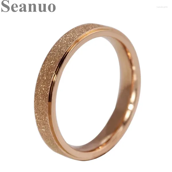 С боковыми камнями Seanuo 2024 обручальные кольца для женщин цвет розового золота из нержавеющей стали женские обручальные кольца кольцо обещания любви