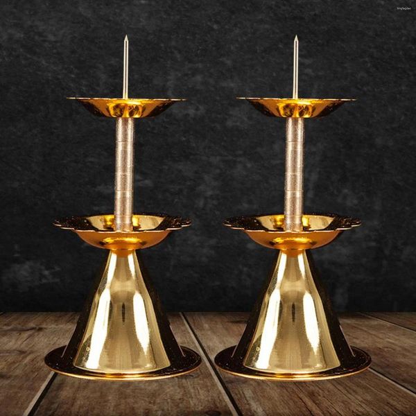 Castiçais 2 pcs Budista Tealight Metal Castiçal Stand para Oração Votiva Lareira El Jantar de Casamento