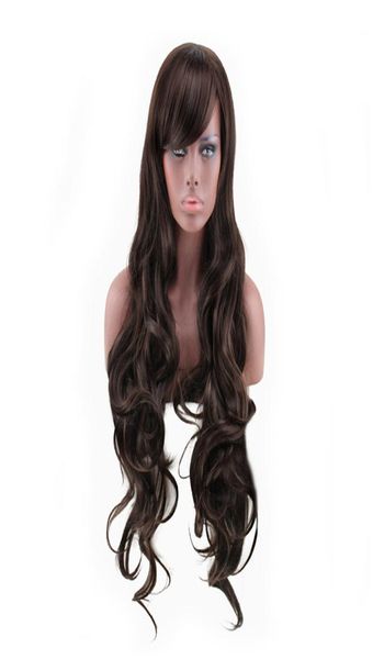 WoodFestival longo encaracolado peruca marrom perucas de fibra sintética para mulheres negras onda profunda cabelo natural sexy 85cm7779953