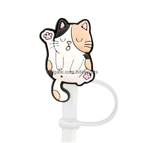 Beber palhas gato st er topper acessórios de sile encantos reutilizáveis ​​à prova de respingo poeira plug decorativo diy seu próprio 8mm entrega de gota hom dhzpn