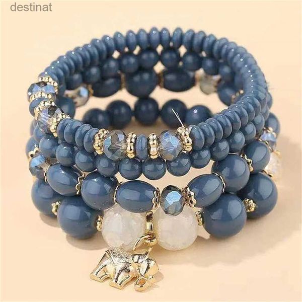 Frisado DIEZI Novo Coreano Multicolor Contas de Cristal Pulseiras de Corda Elástica Para As Mulheres Elefante Envoltório Strand Pulseira Meninas Pulseira FemininaL24213