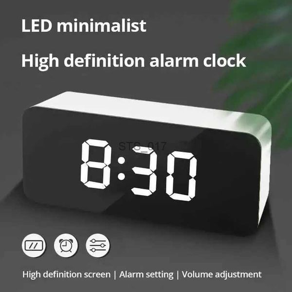 Altri orologi Accessori 1Pc Orologio da tavolo a specchio a LED bianco Snooze Display Time Luce notturna Desktop USB Sveglia Home DecorL2403