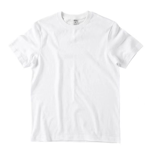 T-shirt bianca a maniche corte in tinta unita in puro cotone giapponese spesso e spesso da 200 g con interno in puro cotone pettinato bianco per magliette da uomo e da donna