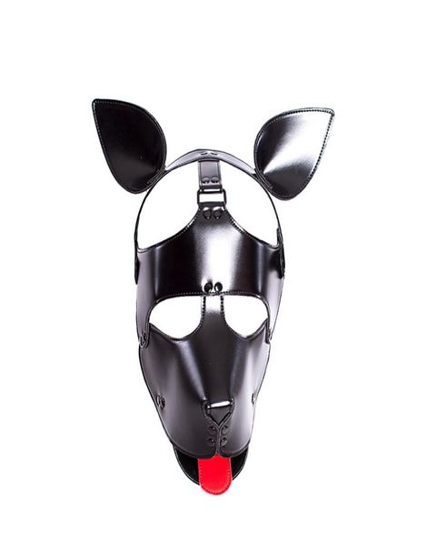 Nuovo design a forma di cane con museruola maschera per cuccioli con testa bondage cappuccio per maschio femmina fetish BDSM gioco sensuale costume maschera Zentai Gimp Sl6728669