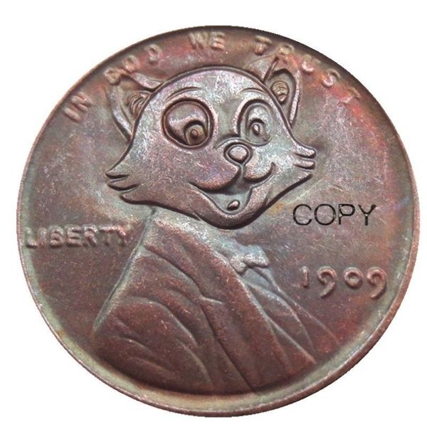 US05 Hobo níquel 1909 Penny enfrentando crânio esqueleto zumbi cópia moeda pingente acessórios Coins248K