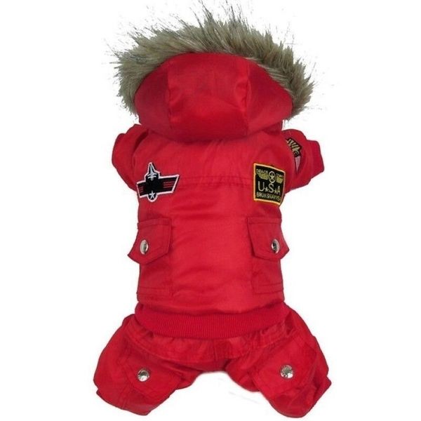 Высококачественная зимняя куртка для щенков собак, пальто ВВС США, одежда для домашних животных, кошек, толстовка с капюшоном, теплый комбинезон, брюки, одежда Y200330240C