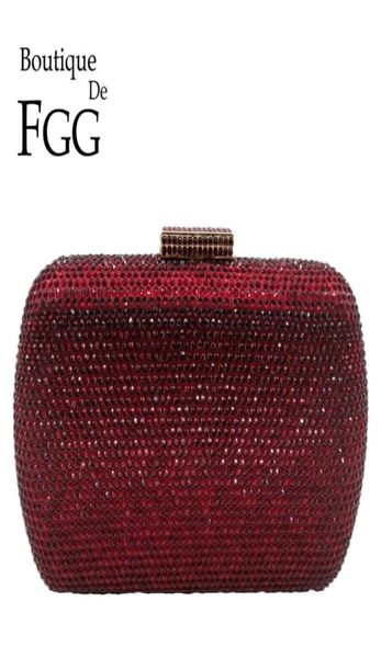 Boutique de fgg vinho tinto feminino cristal sacos de noite casamento metal garras festa cocktail bolsa e bolsa 2203217523840