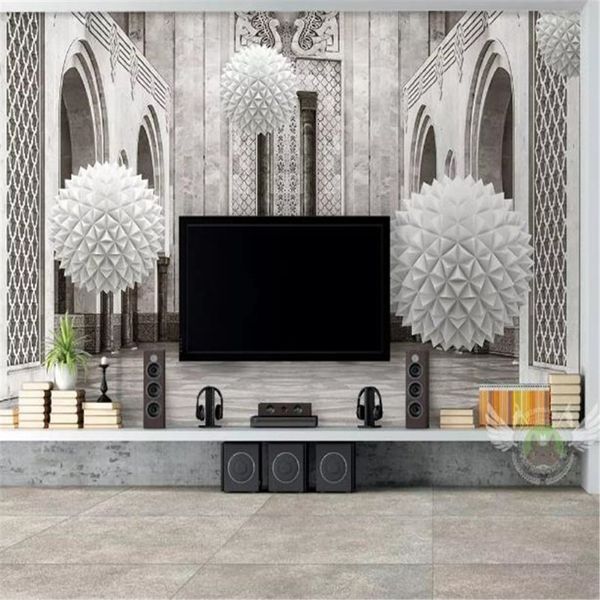 Benutzerdefinierte Po 3D Wallpape 3D Sphere europäischen architektonischen Raum moderne Home Decor Wohnzimmer Wandverkleidung292h