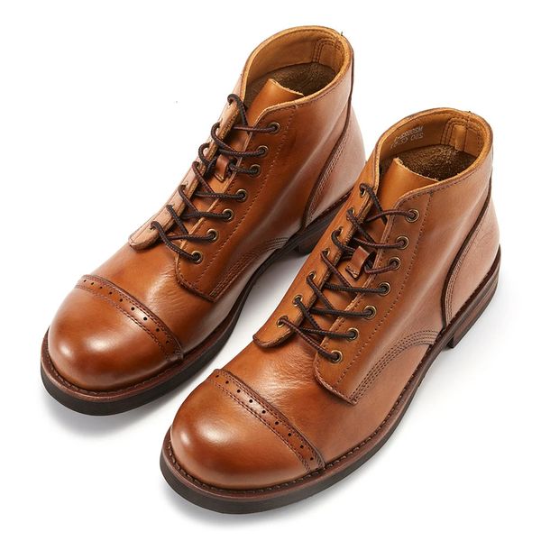 Alta qualidade artesanal de precisão ponto resistente ao desgaste clássico luxo casual martin botas masculinas sapatos de couro genuíno botas de combate 240304