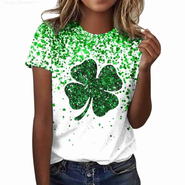 Kadın T-shirt St.Pat Günü Kadın T-Shirt İrlanda Trifolium Grafik Tişörtleri Yeşil Yonca Baskı Festivali Saint Patrick Tees Top L24312