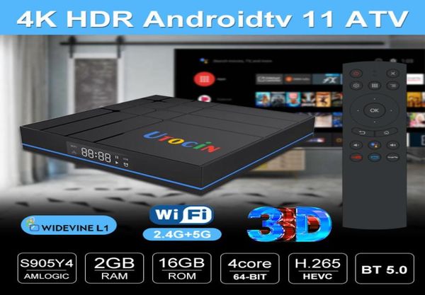 Nova chegada Utocin S12 Amlogic S905Y4 Androidtv 110 Widevine L1 TV Box 2GB 16GB Dual WiFi Bluetooth Controle Remoto de Voz Power Me3130893