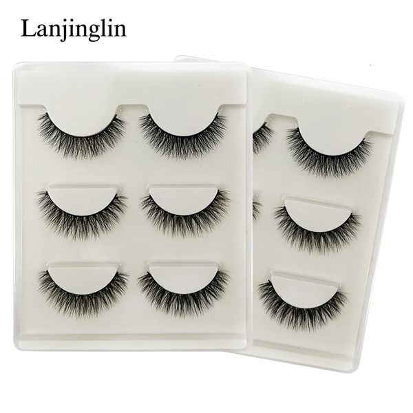 Lanjinglin 10 caixas naturais longos cílios postiços atacado compõem 3d vison cílios tira completa lash olho maquiagem ferramenta falso cils 240301