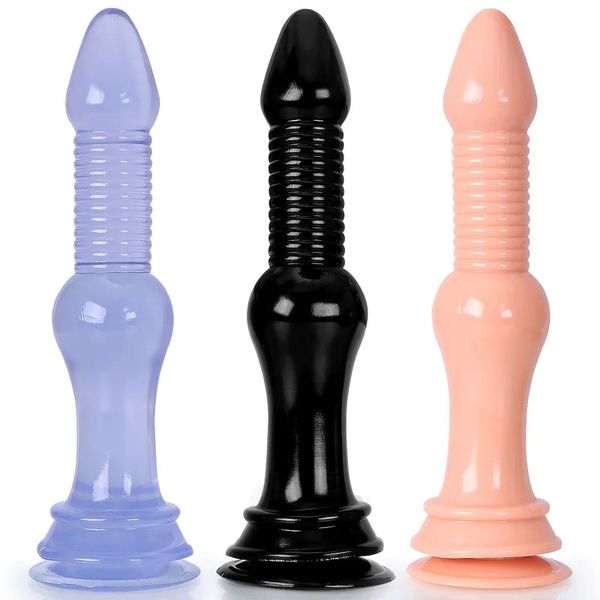 30cm longo grande anal plug vibrador ventosa g ponto estimulador espiral macio butt plugs brinquedos sexuais para homens mulheres adultos ferramentas eróticas