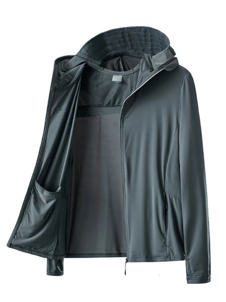 Летние мужские пальто с защитой от ультрафиолета UPF 50, с капюшоном, защита от солнца, дышащая, крутая тонкая ветровка, повседневные куртки больших размеров 8XL 240229