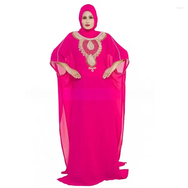 Ethnische Kleidung, rosa königliches marokkanisches Kleid, Dubai Abaya, Hochzeit, europäische und amerikanische Modetrends