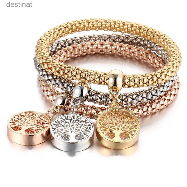 Frisado 3 Pçs/lote Árvore da Vida Pulseira Coruja de Cristal Bloqueio de Chave Música Nota Coruja borboleta Coração Charme Bangle Para Mulheres Moda Jóias GiftL24213