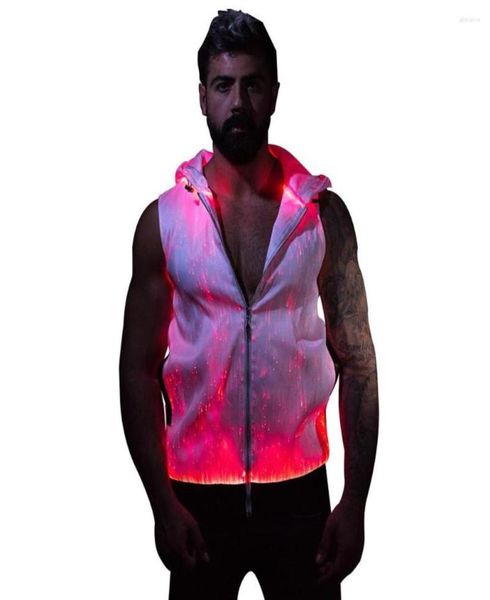 Men039s Hoodies Glowing Party Wearing Jacket Luminous And Colors Change Rave Festival Clothes LED Hoodie Sleeveless Zipper6468085