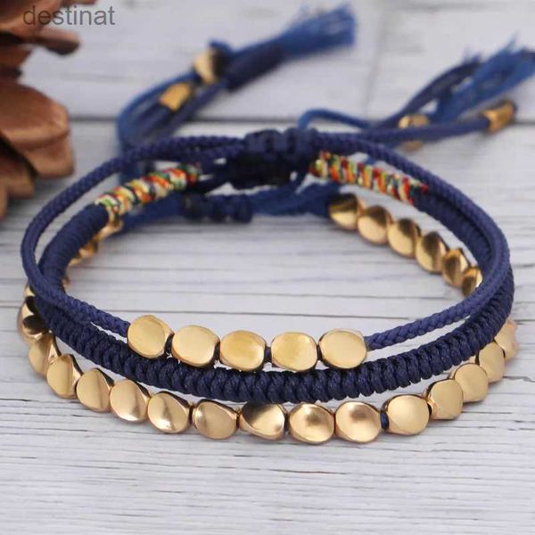 Frisado budista tibetano trançado artesanal contas de cobre pulseira sorte corda pulseira pulseiras conjunto fio feminino pulseiras atacado QX-06L24213