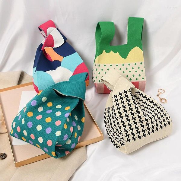 Sacos de compras Grande capacidade pequeno saco feminino de malha portátil colete tote saindo armazenamento versão coreana mão