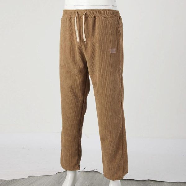 Мужские брюки, мужские прямые брюки-трубы, весенне-осенние спортивные фланелевые свободные модные уличные брюки, брюки для бега на шнурке для мужчин