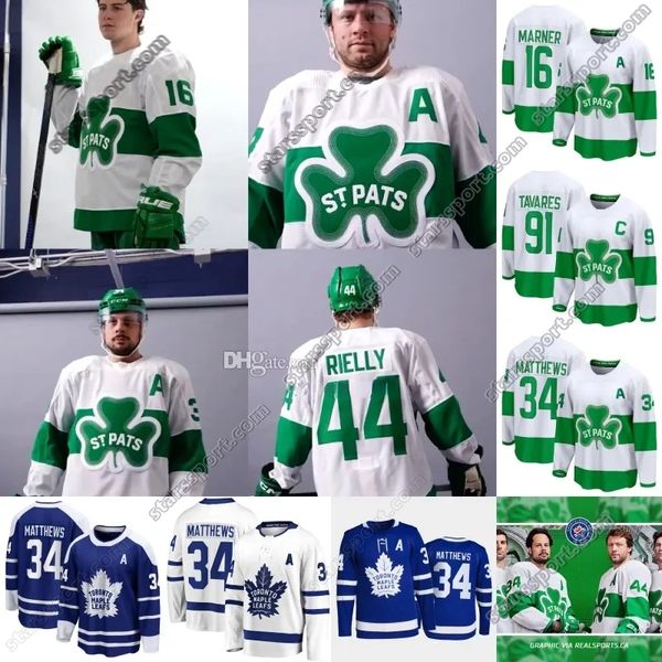 2024 St. Pats Patricks Day Maple Leafs maglie personalizzate 44 Morgan Rielly 91 John Tavares 16 Mitchell Marner 88 William Nylander 34 Auston Matthews Uomo Donna Bambino