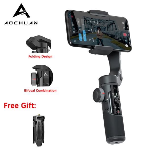 Gimbal AOCHUAN SMART XR 3-Achsen-Handstabilisator, faltbarer Selfie-Stick für Smartphone, iPhone, Huawei, Xiaomi, Samsung, Action-Kamera