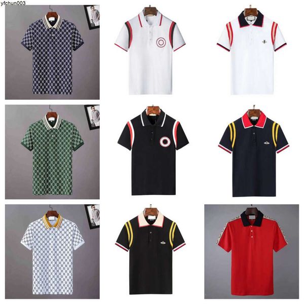 Camisa polo masculina/feminina designer polos camisas moda foco bordado cobra liga pequenas abelhas impressão padrão roupas roupas t