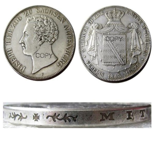 DE05-10GERMAN STATES Craft Saxe-Altenburg Joseph A Set Of1841 1843 1847FG 6PCS AR 2 Thaler Silver Platted Copy Coin Brass Or262B