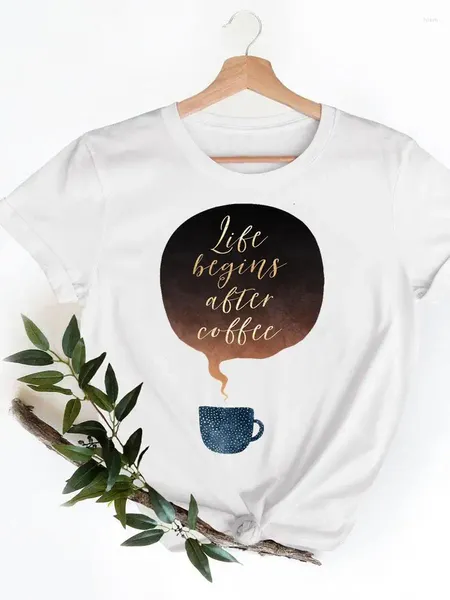 T-shirt da donna Manica corta Caffè Tendenza anni '90 T-shirt da donna con stampa Abbigliamento Abbigliamento donna Estate Moda casual T-shirt grafica femminile