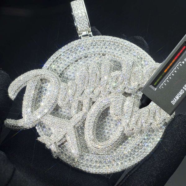 Designer de jóias Fábrica Personalizado Iced Out VVS Moissanite Lab Diamante Hip Hop Nome Cadeia Pingente Pass Tester Homens 10k Gold JewelryHipHop