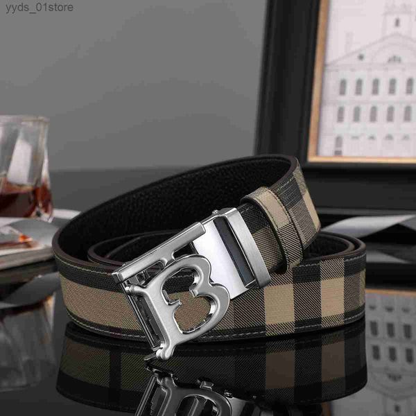 Cintos Burerry Top Quality Luxury Designer Belt Mens Buckle Stripe Carta Clássico Ouro e Prata Largura 3.8cm -125cm Moda Presente L240312