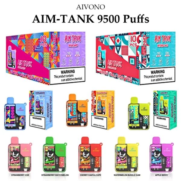 % 100 Orijinal Aivono AIM Tank Fabrikası En İyi Fiyat Puf Barı Teknik Teslim Edilebilir Vape Kutusu 9500 Puffs Elektronik Sigara E Vape